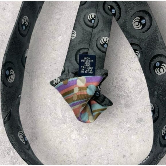 TED BAKER Silk Tie USA Gray Geometric W:3.5" EUC - Picture 3 of 6